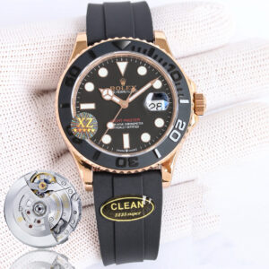 Clean Factory Rolex Yacht Master 42mm Black Dial 904L Steel Rose Gold Case Oysterflex Rubber Strap 1:1 Best Edition 2836/3235 Movement