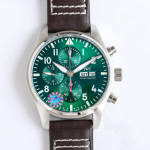 ZF Factory IWC Pilot 37805 Green Dial 316L Steel Case Leather Strap 7750 Movement 43mm