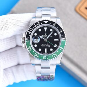 Clean Factory Rolex GMT Master Black Dial Green & Black Ceramic Bezel "Sprite" 904L Oyster Bracelet 3186/3285 Movement 40mm