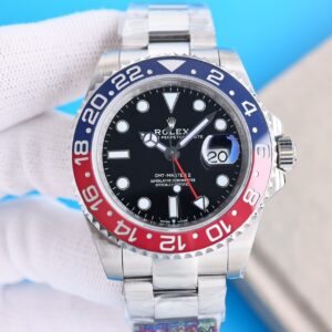 Clean Factory Rolex "Pepsi" GMT Master Black Dial Blue & Red Ceramic Bezel Oyster Bracelet 904L Steel 3186/3285 Movement