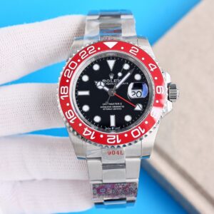 Clean Factory Rolex GMT Master Black Dial Red Ceramic Bezel Oyster Bracelet 904L Steel 3186/3285 Movement