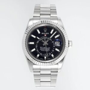 ZF Factory Rolex Sky-Dweller Black Dial 904L Steel Case Oyster Bracelet 9002 Movement 42mm