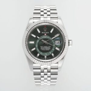 ZF Factory Rolex Sky-Dweller Green Dial 904L Steel Case Jubilee Bracelet 9002 Movement 42mm