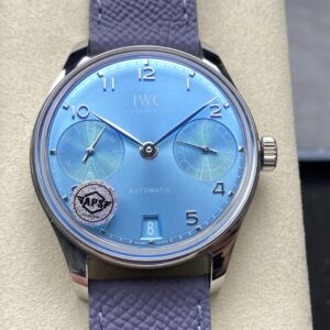 APS Factory IWC Portugieser 7 Days Ice Blue Dial 316L Steel Case Leather Strap 51011 Movement 42.3mm