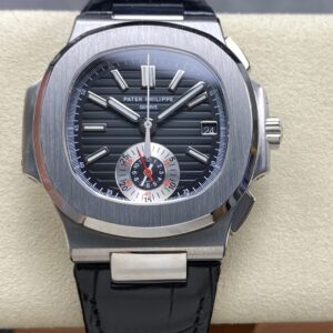 3K Factory Patek Philippe Nautilus 5980 Black Dial 316L Steel Bezel Leather Strap CH28-520C Movement 40.5mm