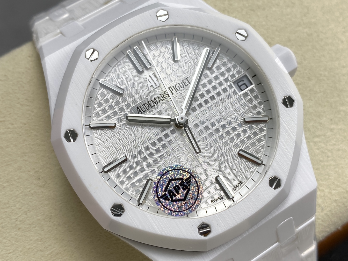 APS Factory Audemars Piguet Royal Oak 15500 White Dial White Ceramic Bezel Ceramic Bracelet 4302 Movement 41mm - Image 5