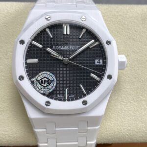 APS Factory Audemars Piguet Royal Oak 15500 Black Dial White Ceramic Bezel Ceramic Bracelet 4302 Movement 41mm