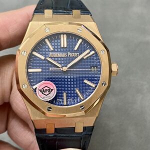 APS Factory Audemars Piguet Royal Oak 15510 Blue Dial Rose Gold Bezel Leather Strap 4302 Movement 41mm