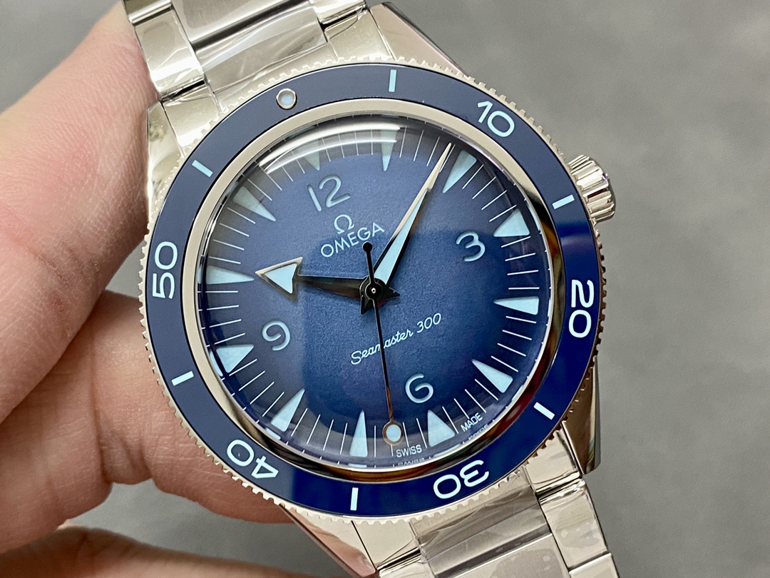 VS Factory Omega Seamaster 300 Blue Dial Blue Ceramic Bezel 316L Steel Bracelet 8912 Movement 41mm - Image 3