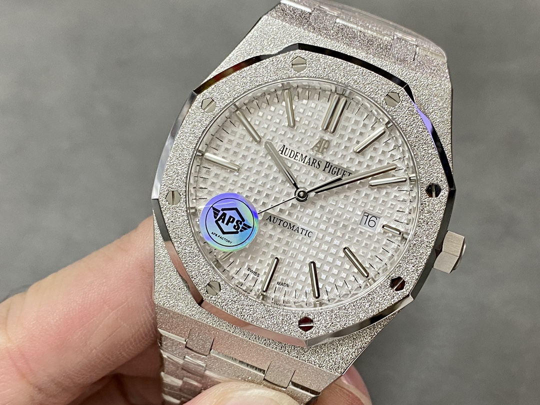 APS Factory Audemars Piguet Royal Oak 15410 White Dial Frosted Gold Bezel&Bracelet 3120 Movement 41mm - Image 4