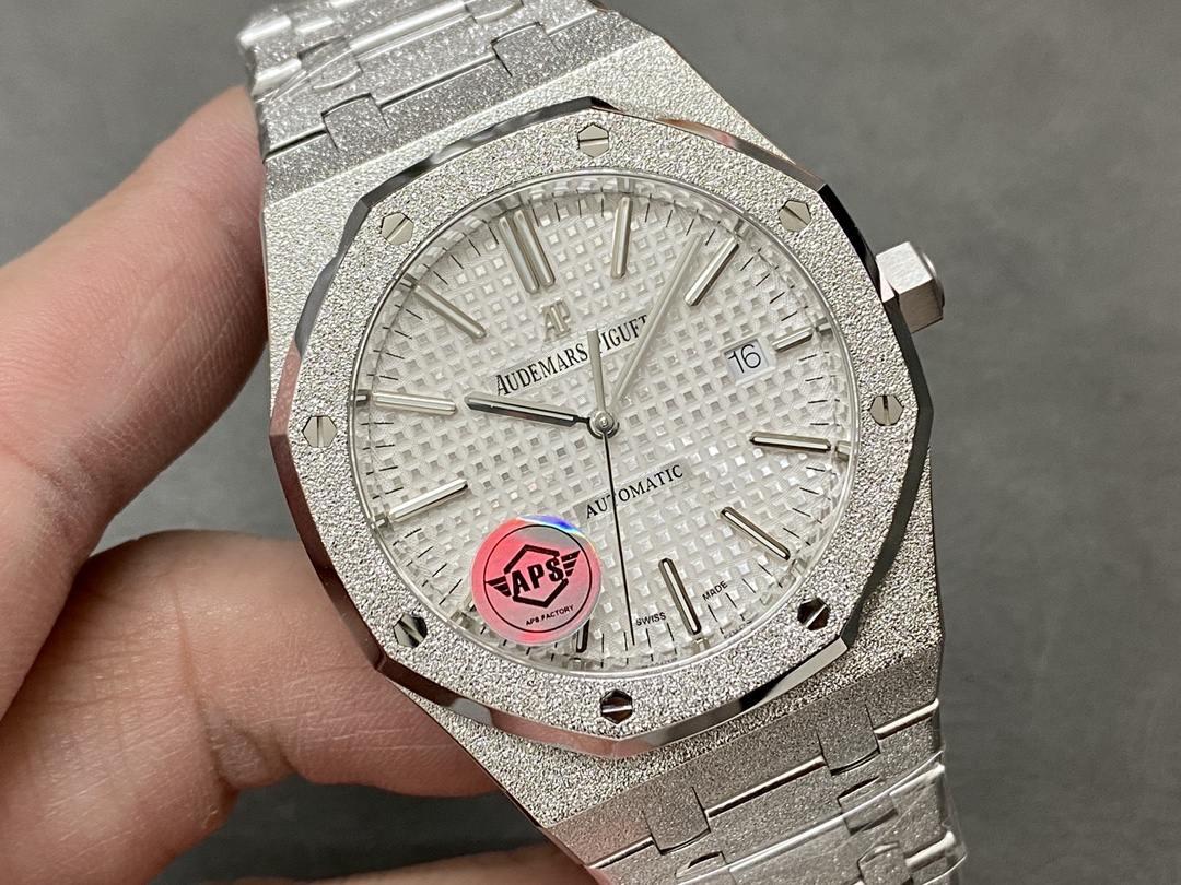 APS Factory Audemars Piguet Royal Oak 15410 White Dial Frosted Gold Bezel&Bracelet 3120 Movement 41mm - Image 3