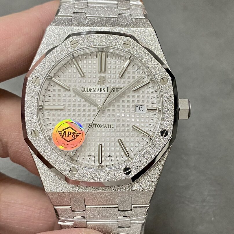APS Factory Audemars Piguet Royal Oak 15410 White Dial Frosted Gold Bezel&Bracelet 3120 Movement 41mm