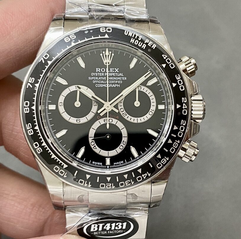 BT Factory Rolex Daytona Chronograph "Panda" 126500 Black Dial Ceramic Bezel Stainless Steel Case 904L Steel Bracelet 4131 Movement 40mm
