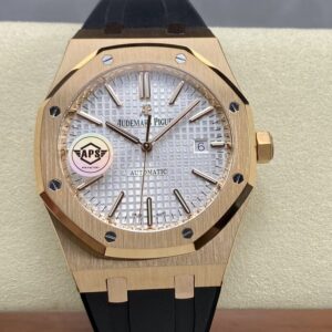 APS Factory Audemars Piguet Royal Oak 15400 White Dial Rose Gold Bezel Rubber Strap 3120 Movement 41mm