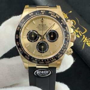 BT Factory Rolex Daytona Chronograph 126518 Gold&Black Dial Ceramic Bezel Yellow Gold Case Rubber Strap 4131 Movement 40mm