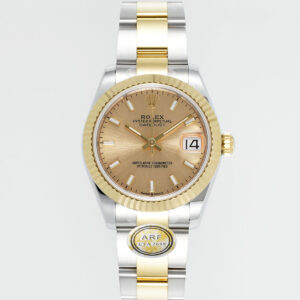 ARF Factory Rolex Datejust 31mm Champagne Dial Fluted Yellow Gold Bezel 904L Steel&Yellow Gold Oyster/Jubilee Bracelet ETA 2688 Movement 31mm
