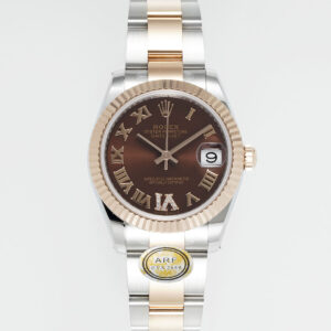 ARF Factory Rolex Datejust 31mm Chocolate Roman Dial With Diamonds Fluted Rose Gold Bezel 904L Steel&Rose Gold Oyster/Jubilee Bracelet ETA 2688 Movement 31mm