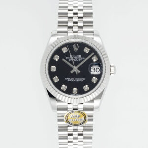 ARF Factory Rolex Datejust 31mm Black Dial With Diamonds Fluted Bezel 904L Steel Oyster/Jubilee Bracelet ETA 2688 Movement 31mm