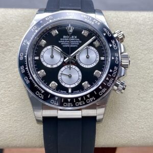 BT Factory Rolex Daytona Chronograph 126519 Black&Silver Dial With Diamonds Ceramic Bezel  Rubber Strap 4131 Movement 40mm