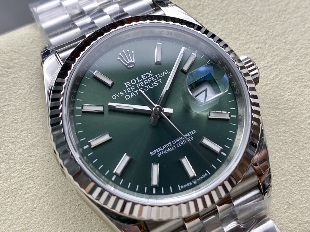 VS Factory Rolex Datejust 126234 Green Dial Fluted Bezel 904L Steel Jubilee Bracelet 3235 Movement 36mm - Image 3