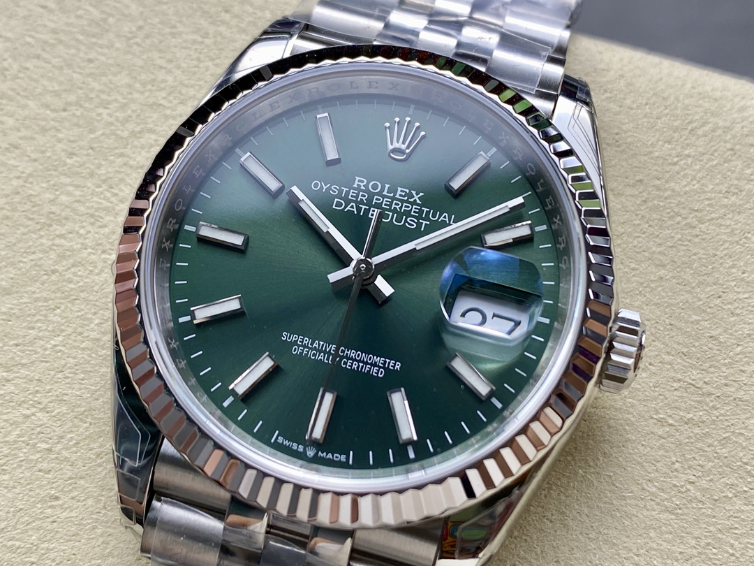VS Factory Rolex Datejust 126234 Green Dial Fluted Bezel 904L Steel Jubilee Bracelet 3235 Movement 36mm - Image 2