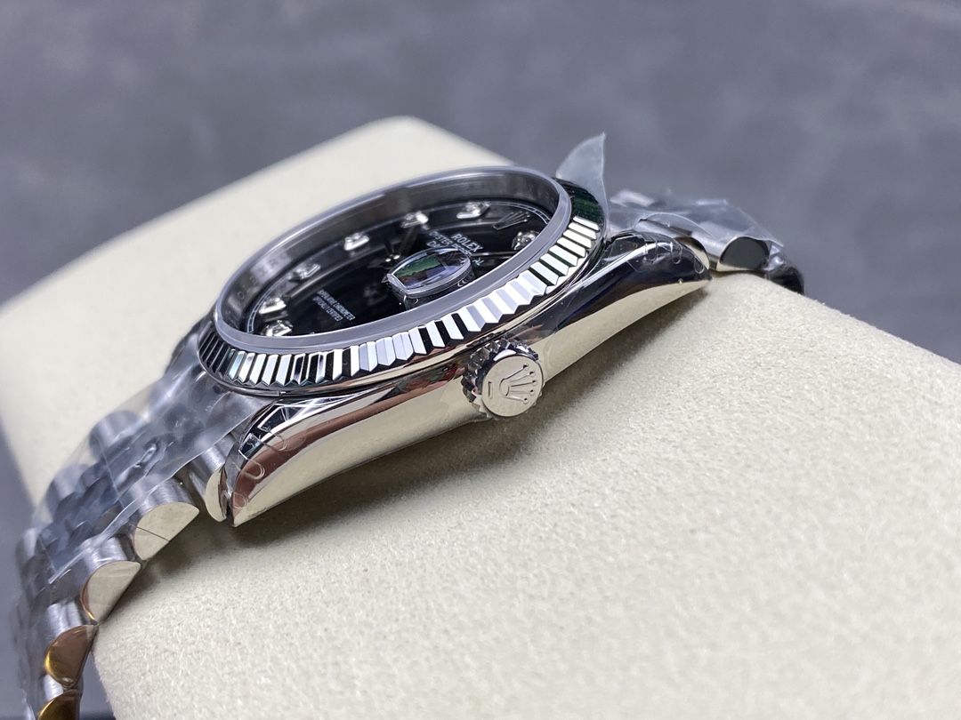 VS Factory Rolex Datejust 126234 Black Dial With Diamond Fluted Bezel 904L Steel Jubilee Bracelet 3235 Movement 36mm - Image 6