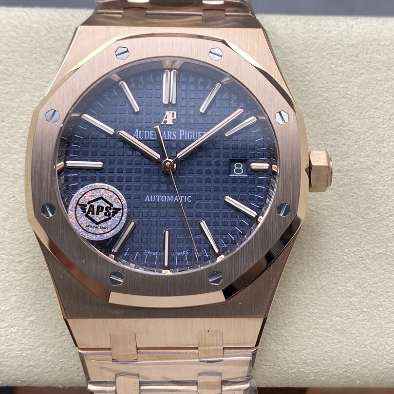 APS Factory Audemars Piguet Royal Oak 15400 Blue Dial Rose Gold Bezel&Bracelet 3120 Movement 41mm