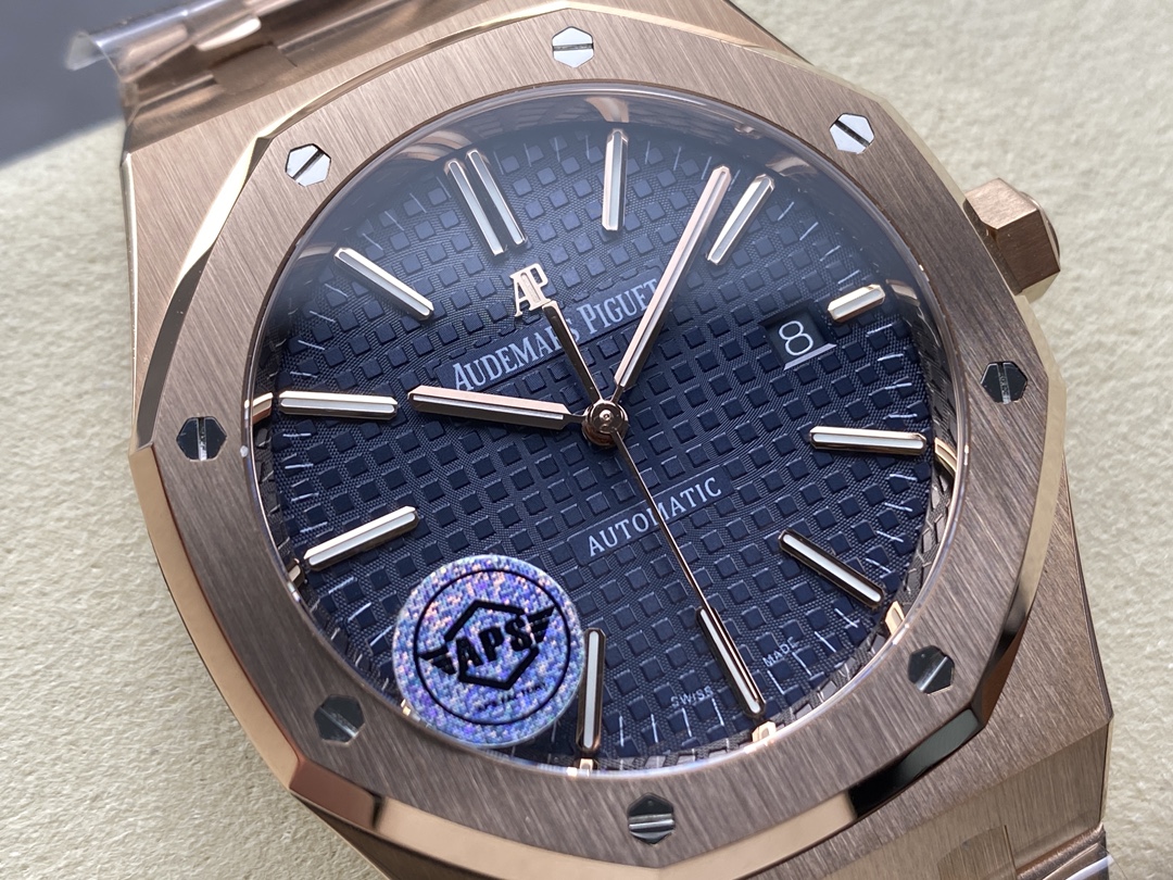 APS Factory Audemars Piguet Royal Oak 15400 Blue Dial Rose Gold Bezel&Bracelet 3120 Movement 41mm - Image 4