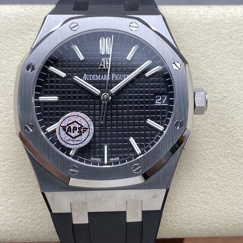 APS Factory Audemars Piguet Royal Oak 15500 Black Dial 316L Steel Bezel Rubber Strap 4302 Movement 41mm